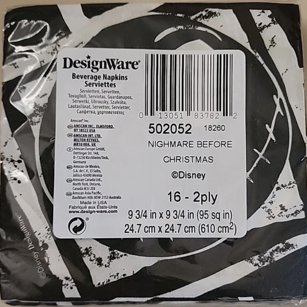 Nightmare Before Christmas Jack Halloween Party Paper Beverage Napkins 16ct